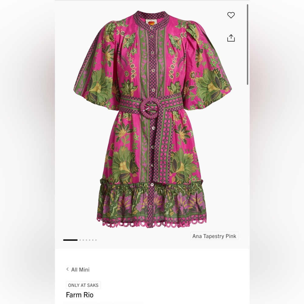 Farm Rio Ana Tapestry Belted Minidress | Saks Fifth Avenue - Anthropologie
